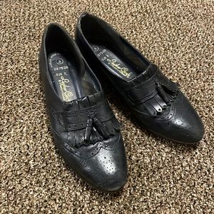 Navy Blue Vintage Leather Oxfords